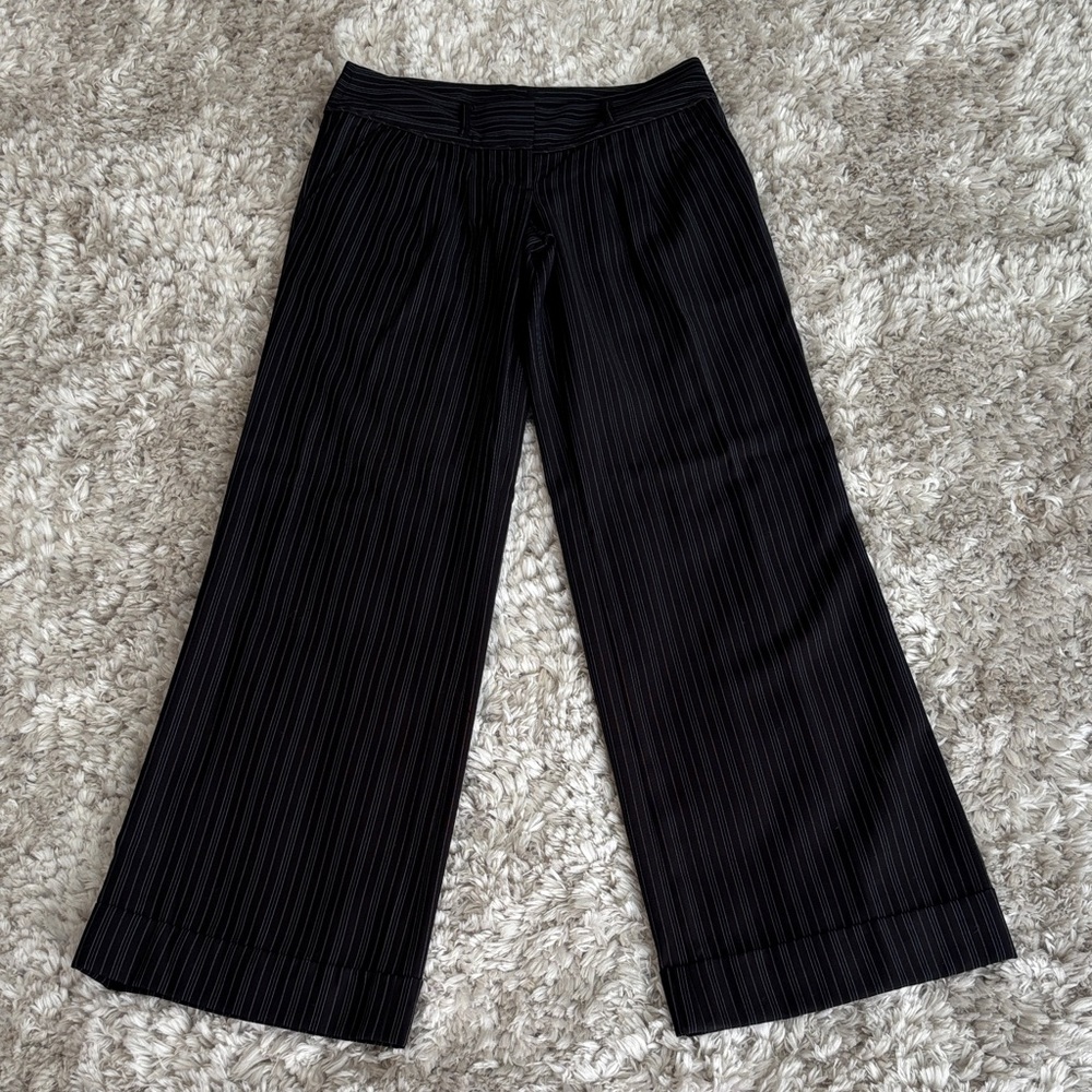 Pre-owned BCBG Black Pinstripe Wide-Leg Pants